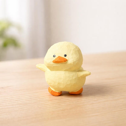 Small Wooden Duck Figurine for Desk or Shelf Decor