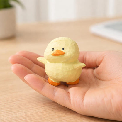 Small Wooden Duck Figurine for Desk or Shelf Decor